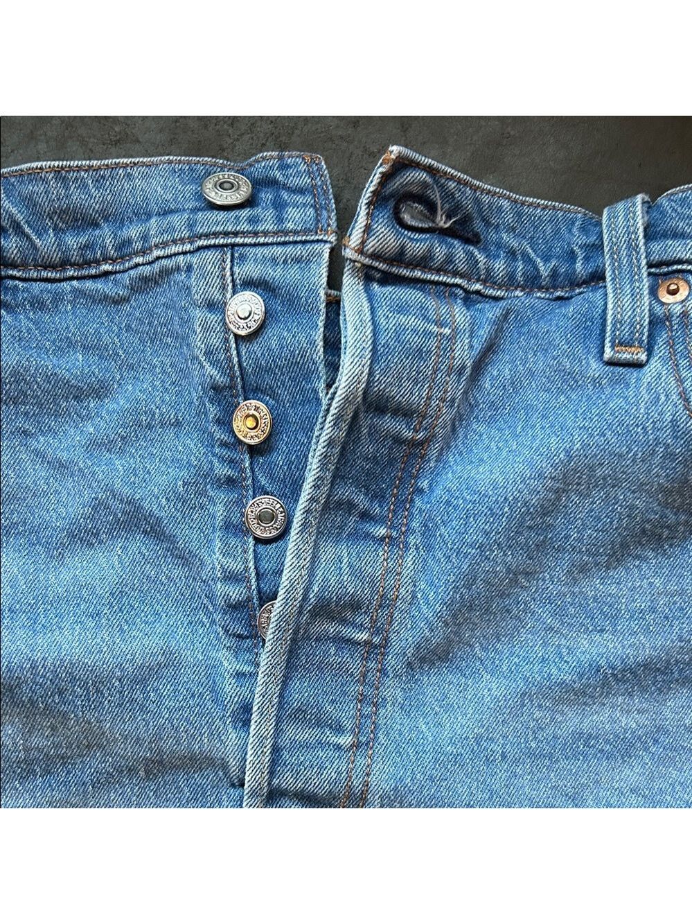 Levi's Blue Distressed Jean Shorts - Picture 2 of 9